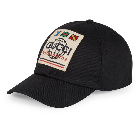 Gucci Other - Gucci Worldwide Patch Canvas Baseball Cap in Black New with Tags
